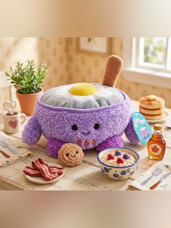 BumBumz Russ Other - 🍳 Purple Plush Pixie the Pan Kitchen BumBumz with Sunny Egg 7.5 inches 🍳